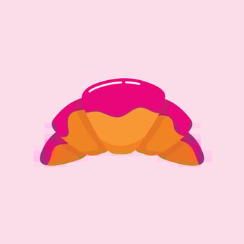 Croissant with strawberry glaze vector