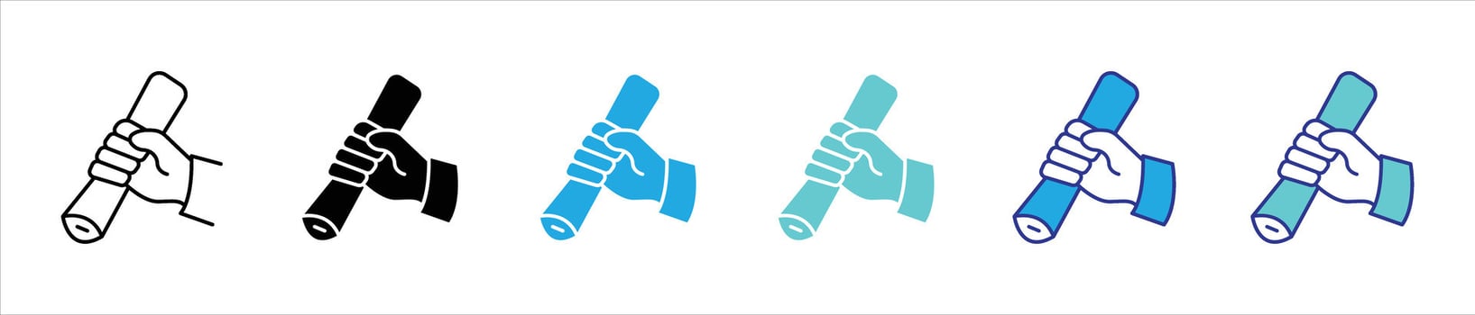 grasping success icon set. contain bold graduation icon featuring a hand holding a diploma scroll to symbolize empowerment, completion, academic victory thin line icon vector
