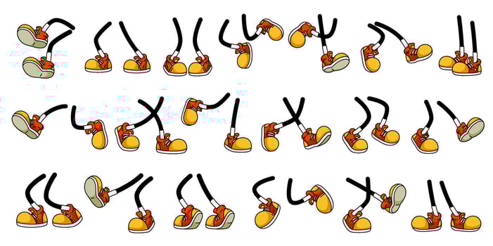 Cartoon mascot legs and foots, retro set vector