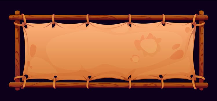 Pirate signboard banner, wood planks and canvas vector