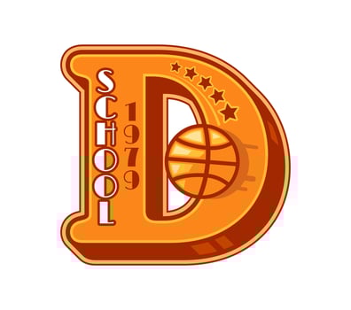 Varsity sport patch label letter D in retro style vector