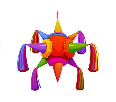 Mexican pinata, isolated cartoon party item vector