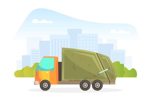 Garbage Truck, Urban Sanitary Car Cartoon Illustration vector