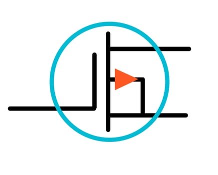 Universal Electronic Symbol for Depletion-Type N-Channel MOSFET Transistor vector