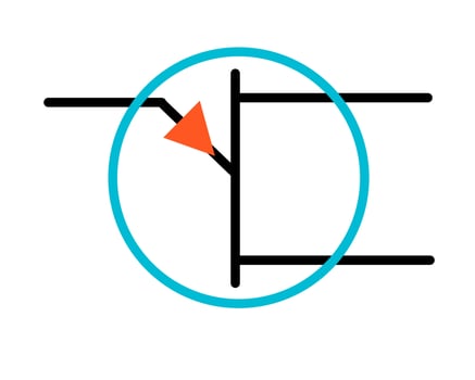Electronic Circuit Symbol for P-Channel JFET Transistor with Gate Arrow vector
