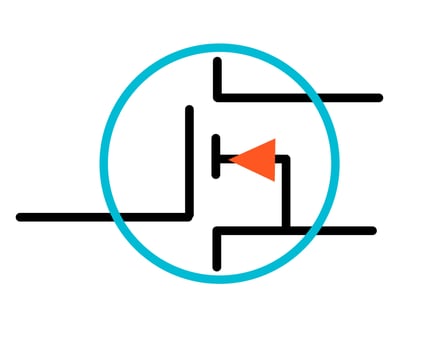Electronic Circuit Symbol for Enhancement-Type N-Channel MOSFET Transistor vector