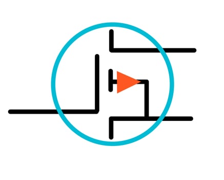 Standard Electronic Symbol for Enhancement Type N Channel MOSFET Transistor vector