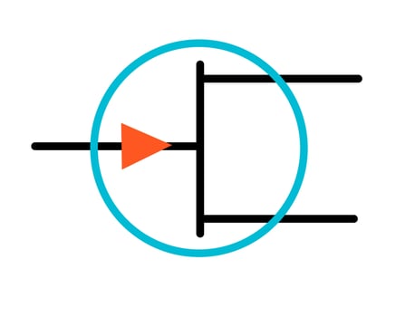 Universal Electronic Symbol for Depletion Type N Channel MOSFET Transistor vector