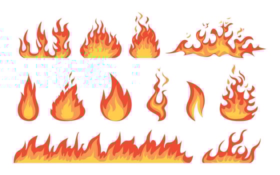 Cartoon style fire flames collection vector