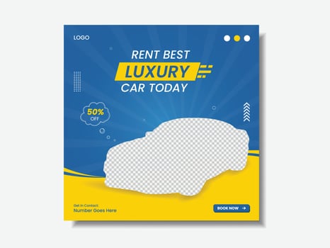 Car rental promotion social media post, banner and ads design template vector