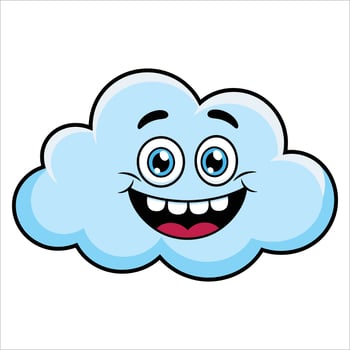 Cartoon mascot character of happy cloud in flat style. Isolated on white background for joyful weather themed illustrations vector