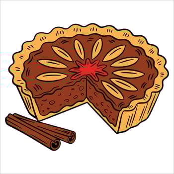 Cinnamon pie baked dessert illustration in detailed style. Perfect for bakery menus, sweet pastry packaging, and dessert themed graphic designs. vector