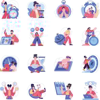 Time management illustrations for productivity vector