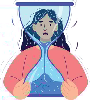 woman holding hourglass illustration vector