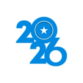 2026 banner with Somalia flag inside. vector