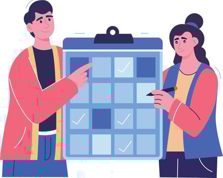 Team with a checkboard calendar vector