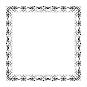 Square Black european lace ornament frame. Rome national ornament. Detail and element for design and postcards, Sandblasting, ceramic, patchwork, Borders and frames. Vintage border frame deco vector