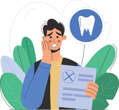 Worried patient with dental report illustration vector