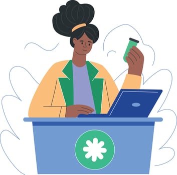Woman with laptop and test tube vector