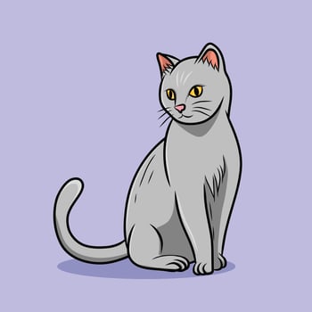Illustration of a Gray Domestic Cat Sitting vector