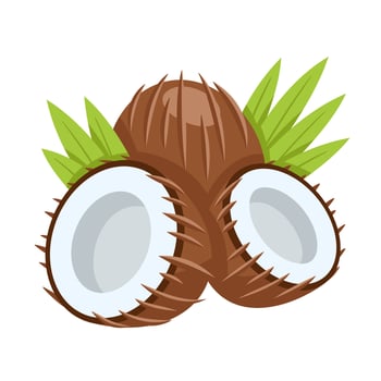 Coconut simple icon isolated on white background. Cartoon style illustration vector