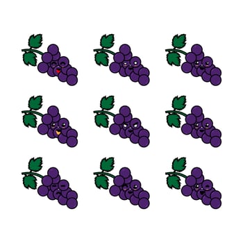 funny icon cute character set grape premium quality creative illustration concept symbol for web icon eps 10 vector