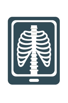 X-ray image of human rib cage and spine, vector