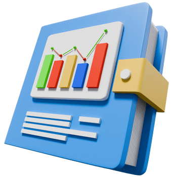 Financial Report with Charts 3D Book Icon png