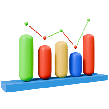 3D Cartoon Chart with Trend Line png