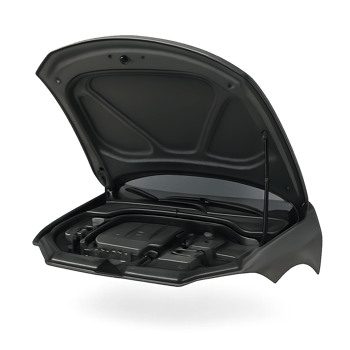 Car engine with hood open for maintenance or inspection png