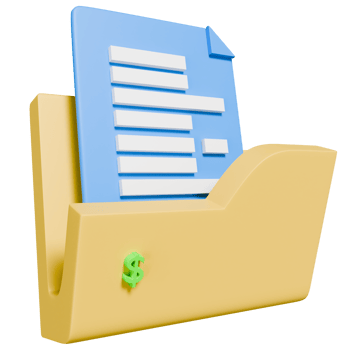 Financial Folder with Document and Dollar Sign 3D Render png