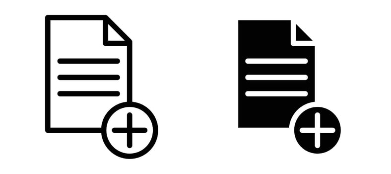 Add document icon in black modern and lines and solid vector
