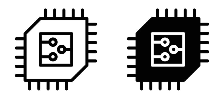 Chip icon in black modern and lines and solid vector