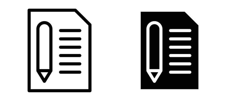Declarations icon in black modern and lines and solid vector