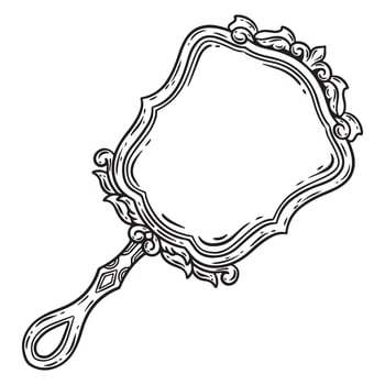 Vintage hand drawn mirror isolated on white background. illustration. vector