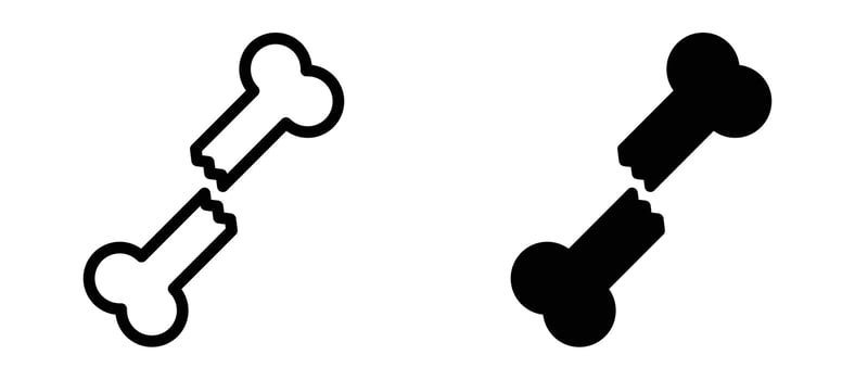 Fracture icon in black modern and lines and solid vector