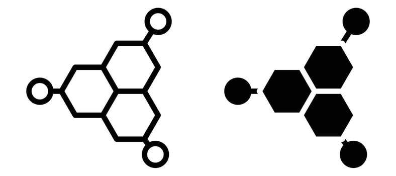 Hormones icon in black modern and lines and solid vector