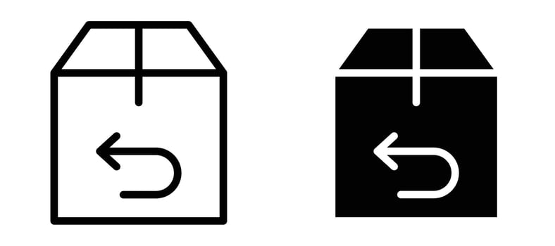 Return purchase icon in black modern and lines and solid vector