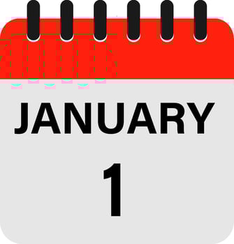 January 1 calendar icon design illustration symbol. Calendar with raised pages, planning icons. Flat sign , vector