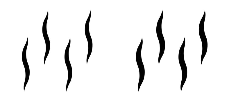 Smoke steam silhouette icon in black modern and lines and solid vector