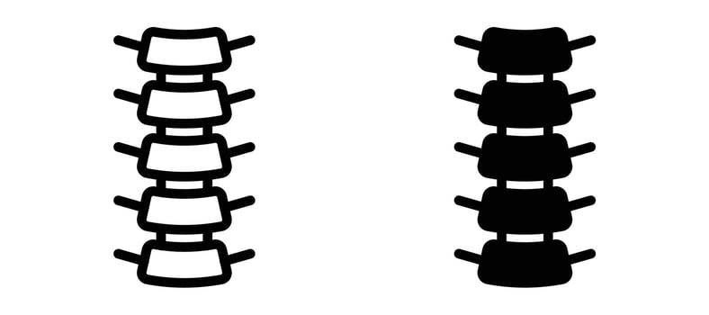 Spinal column icon in black modern and lines and solid vector