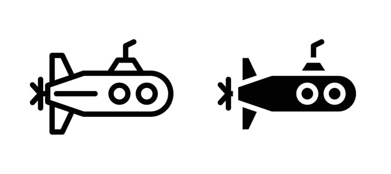 Submarine icon in black modern and lines and solid vector