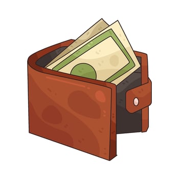 open wallet with banknote vector