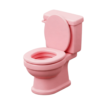 A pink toilet with a seat up png