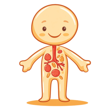 Cute Human Organ Diagram Internal Body Anatomy Cartoon png