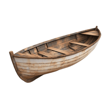 Rustic Wooden Rowboat Isolated Vintage Boat Water Transport png