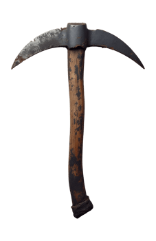 Ancient Ice Axe looks weathered, rough png