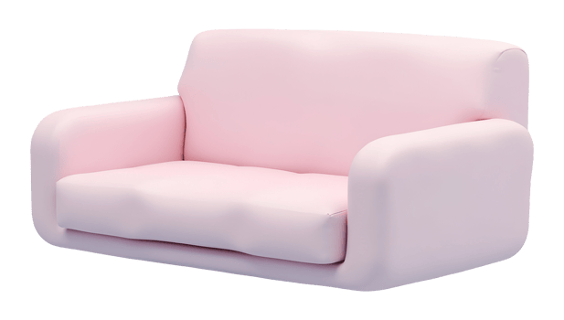 Pink couch is adorable and cozy, creating an inviting mood png
