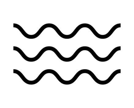 Wave icon. Water symbol. Ocean, sea or river pictogram. Air, wind or flow sign. Undulated parallel horizontal black lines signs isolated on white background. graphic illustration vector