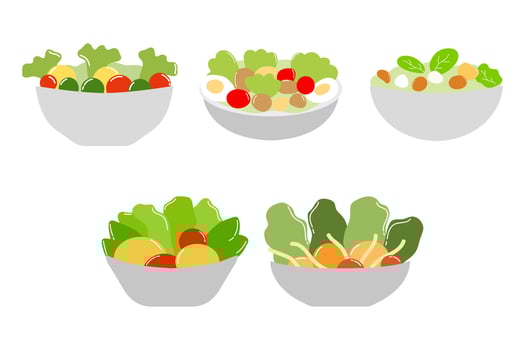 Variety of Vegetable Salad Icon Design vector